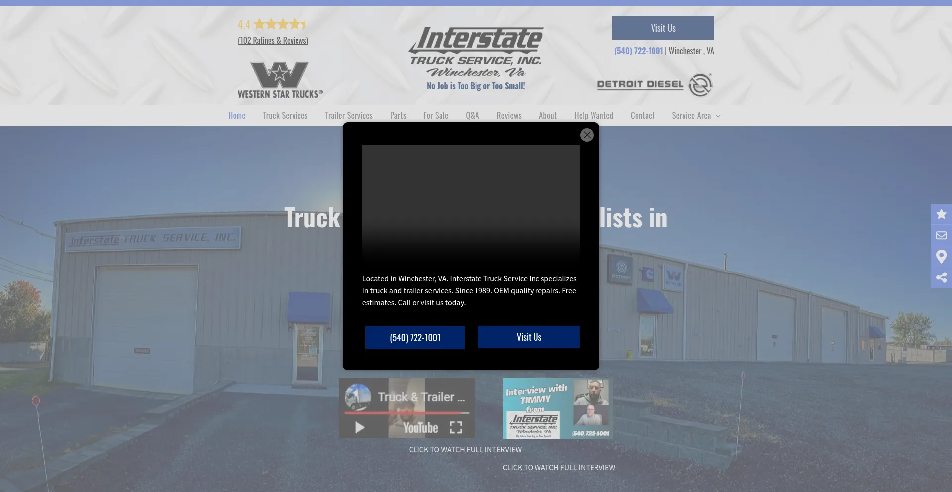 Website screenshot of Interstate-truck.com