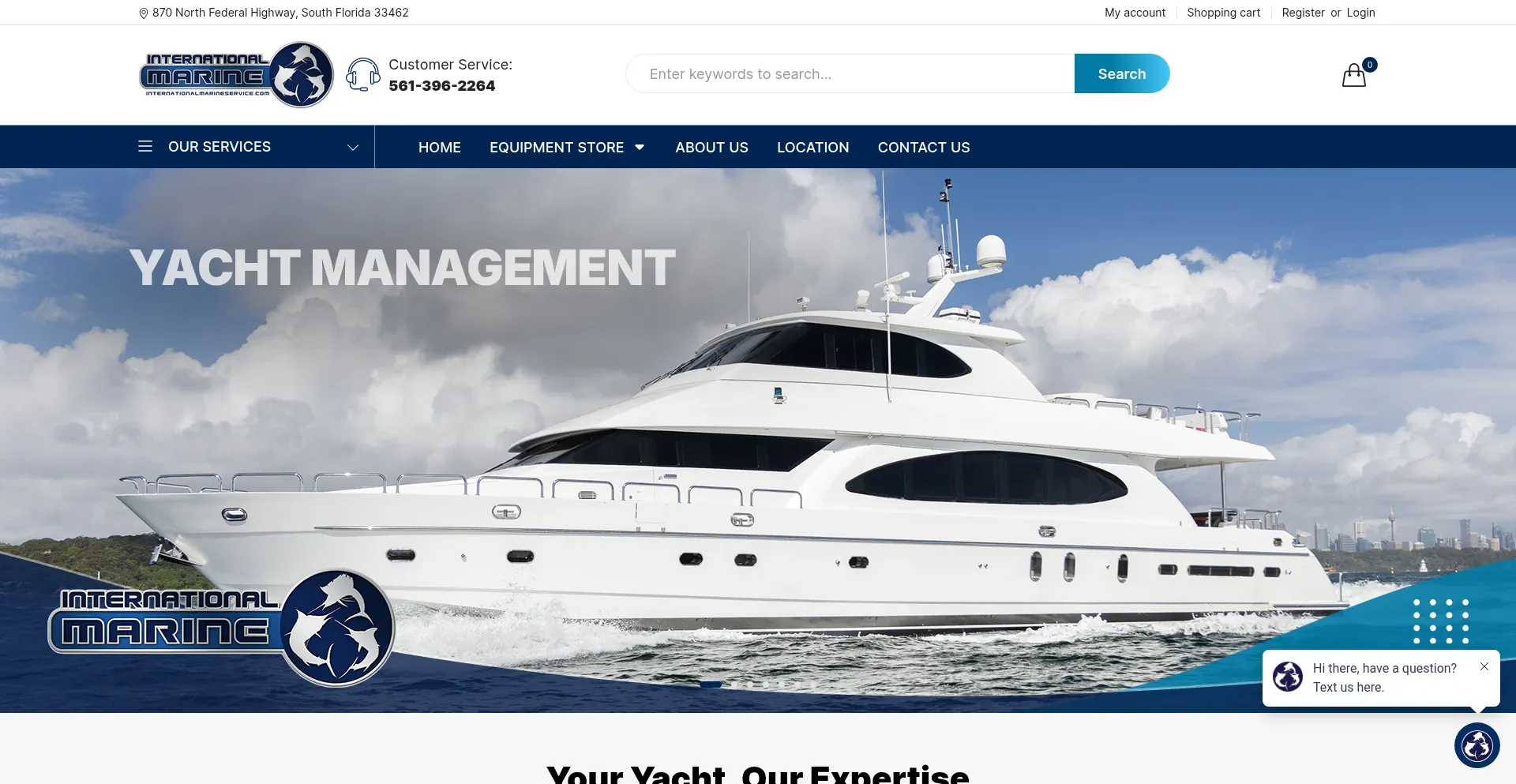 Website screenshot of Intlmarine.com