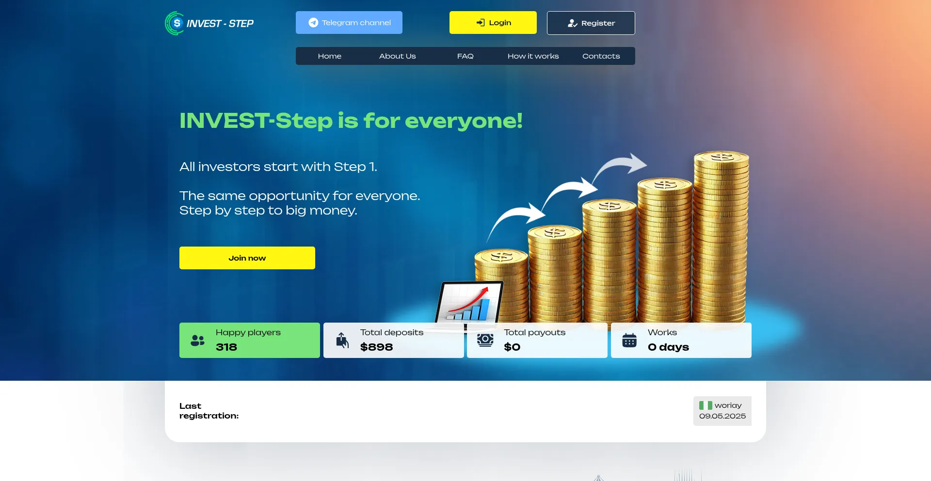 Website screenshot of Invest-step.cc