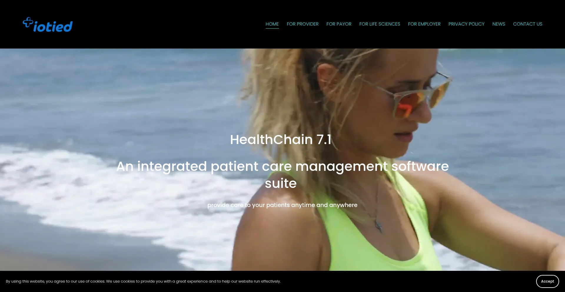 Website screenshot of Iotied.com