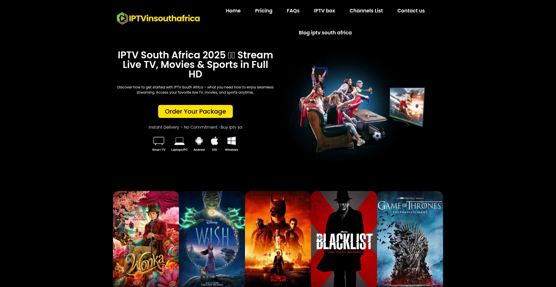 Website screenshot of Iptvinsouthafrica.com