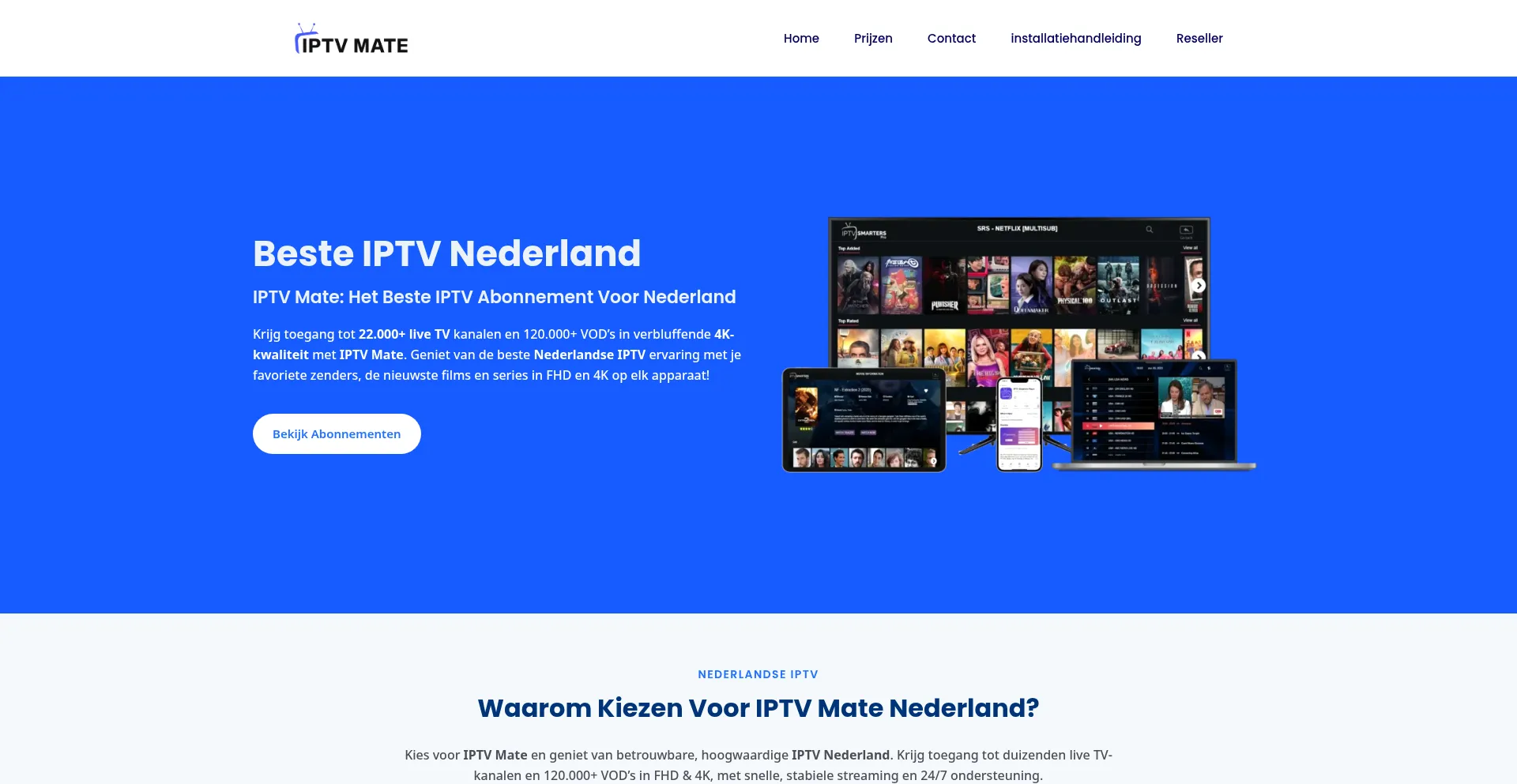 Website screenshot of Iptvmate.nl