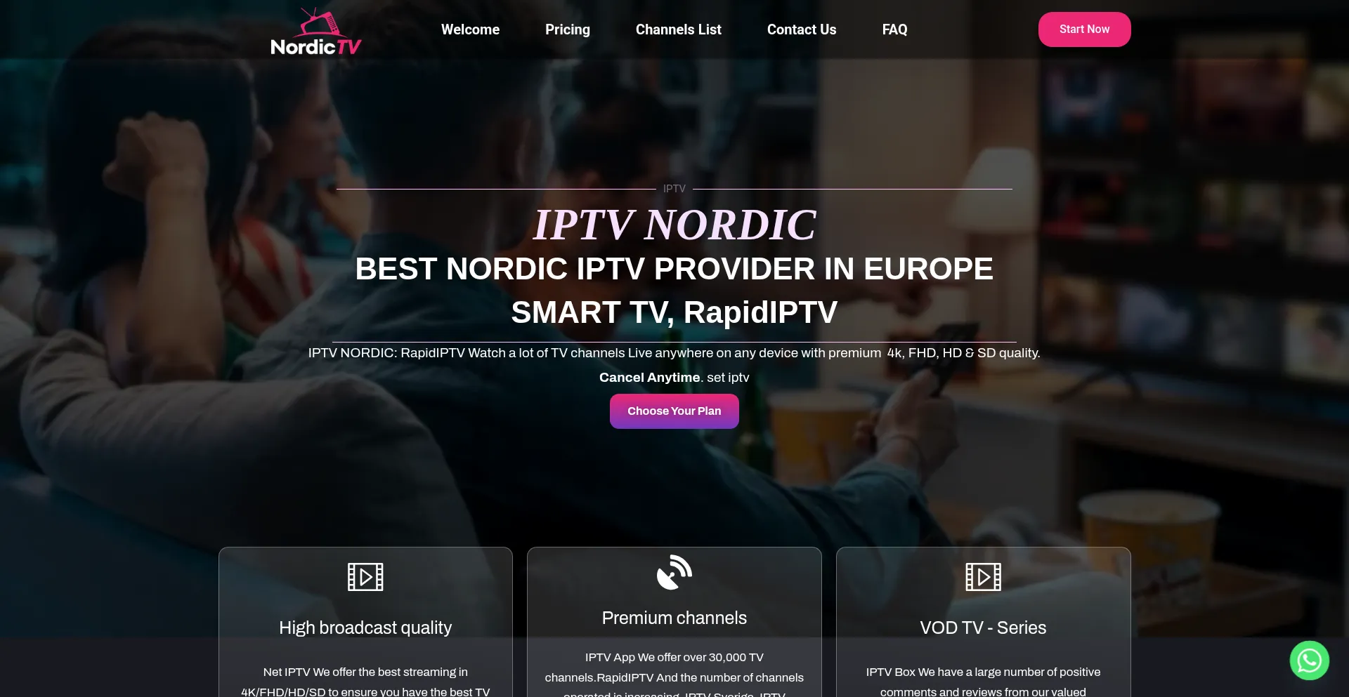 Website screenshot of Iptvnordictv.com