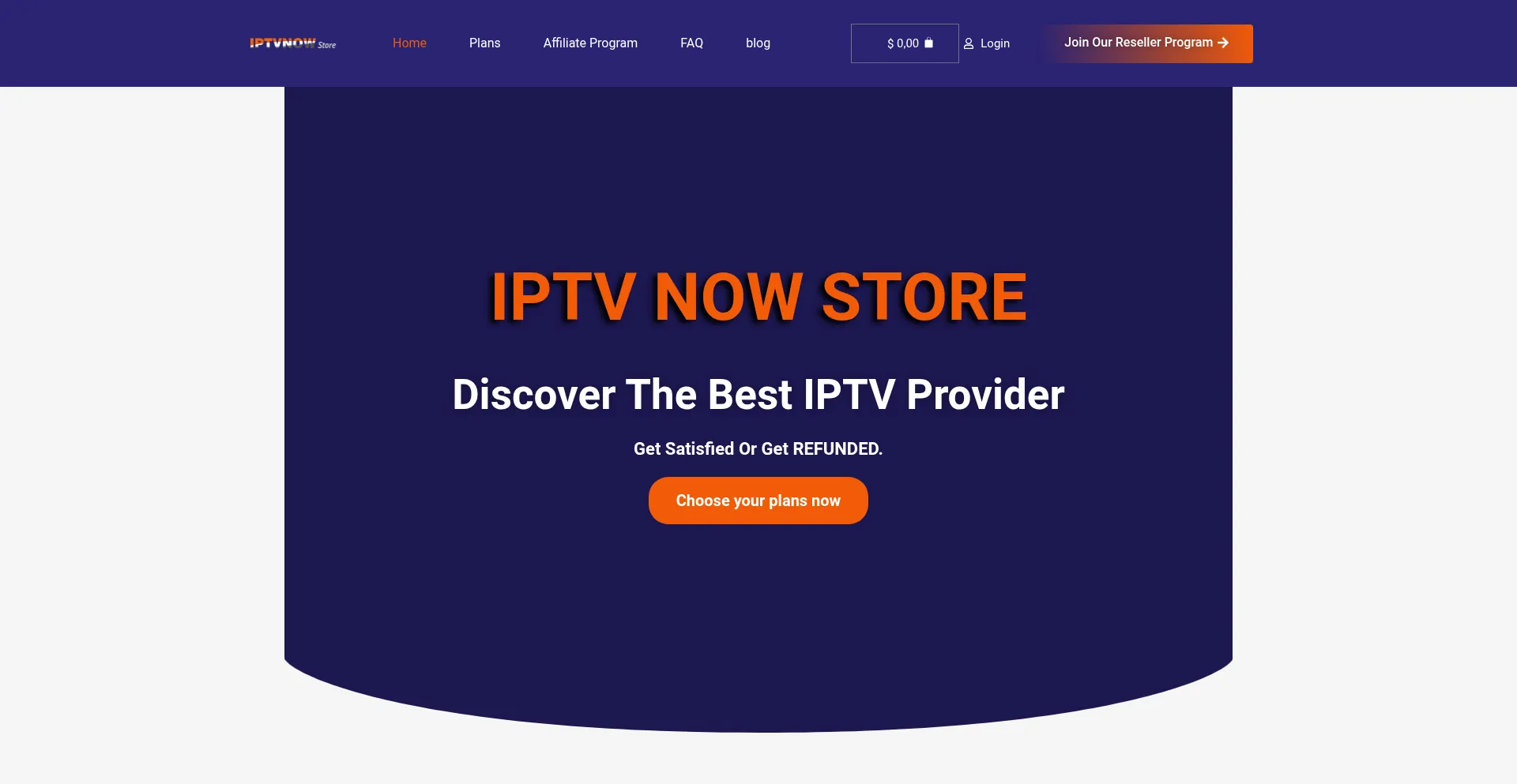 Website screenshot of Iptvnow.us