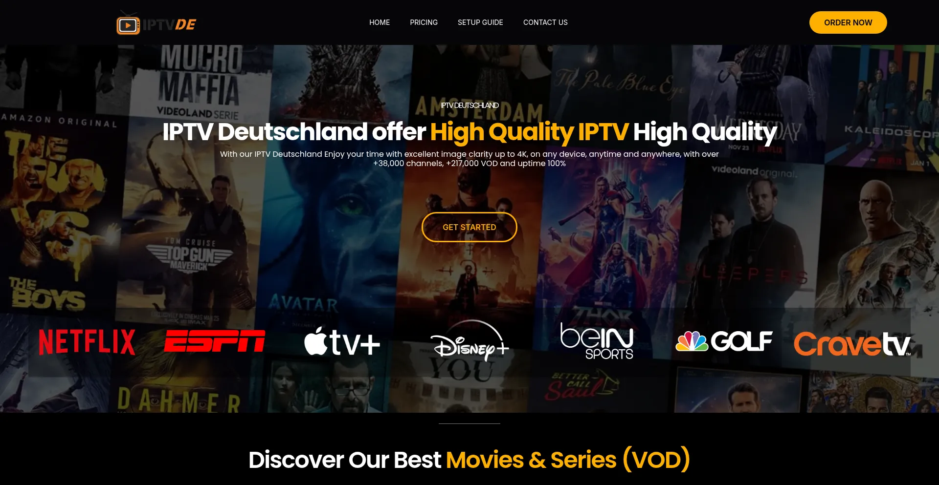 Website screenshot of Iptvstreamde.com