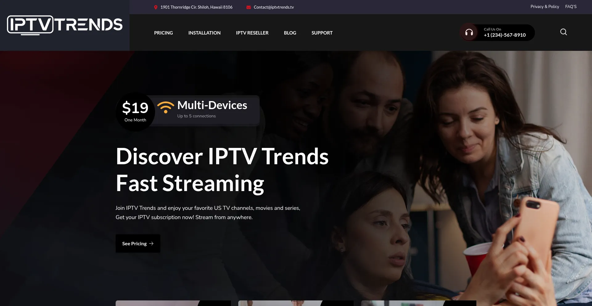 Website screenshot of Iptvtrends.tv