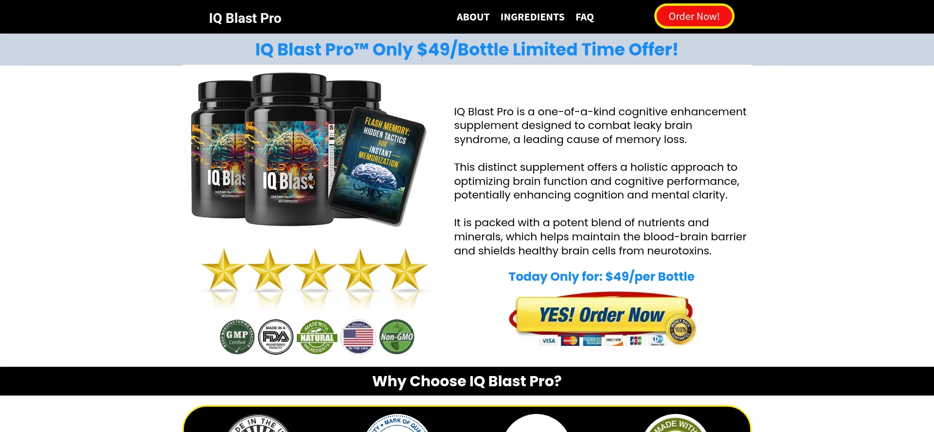 Website screenshot of Iqblast-pro.com