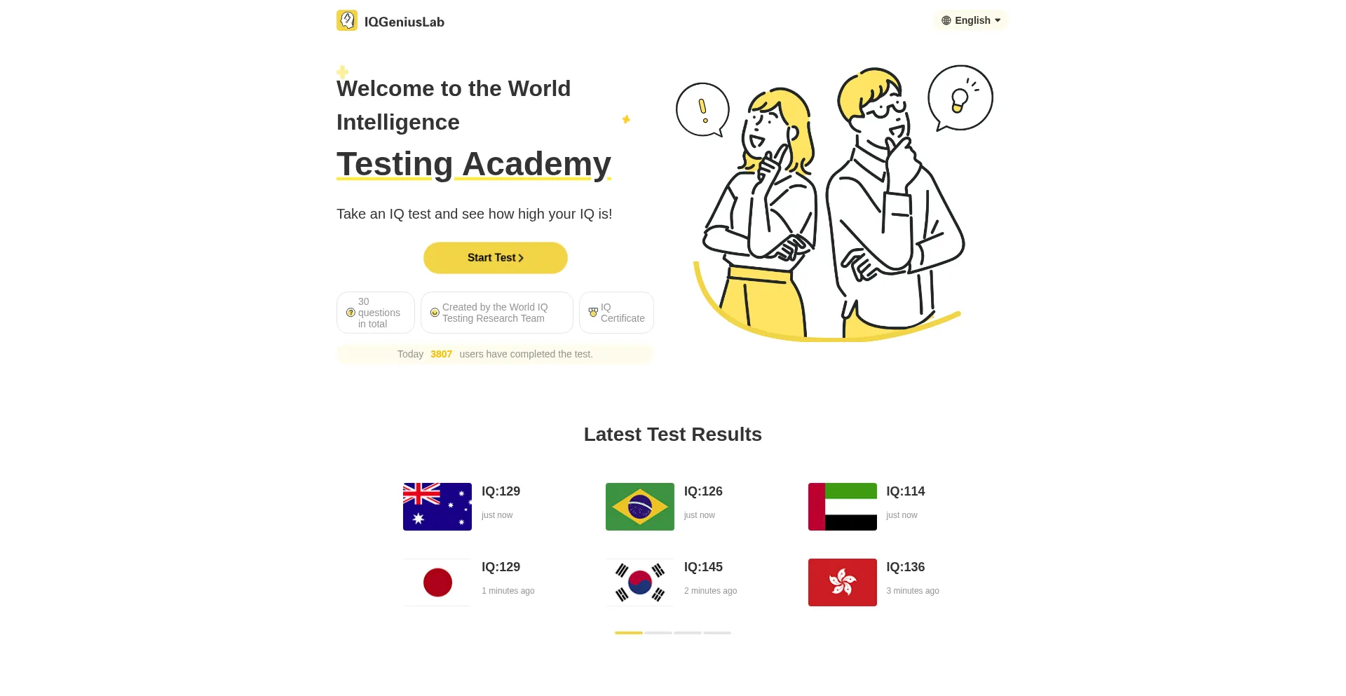 Website screenshot of Iqgeniuslab.com