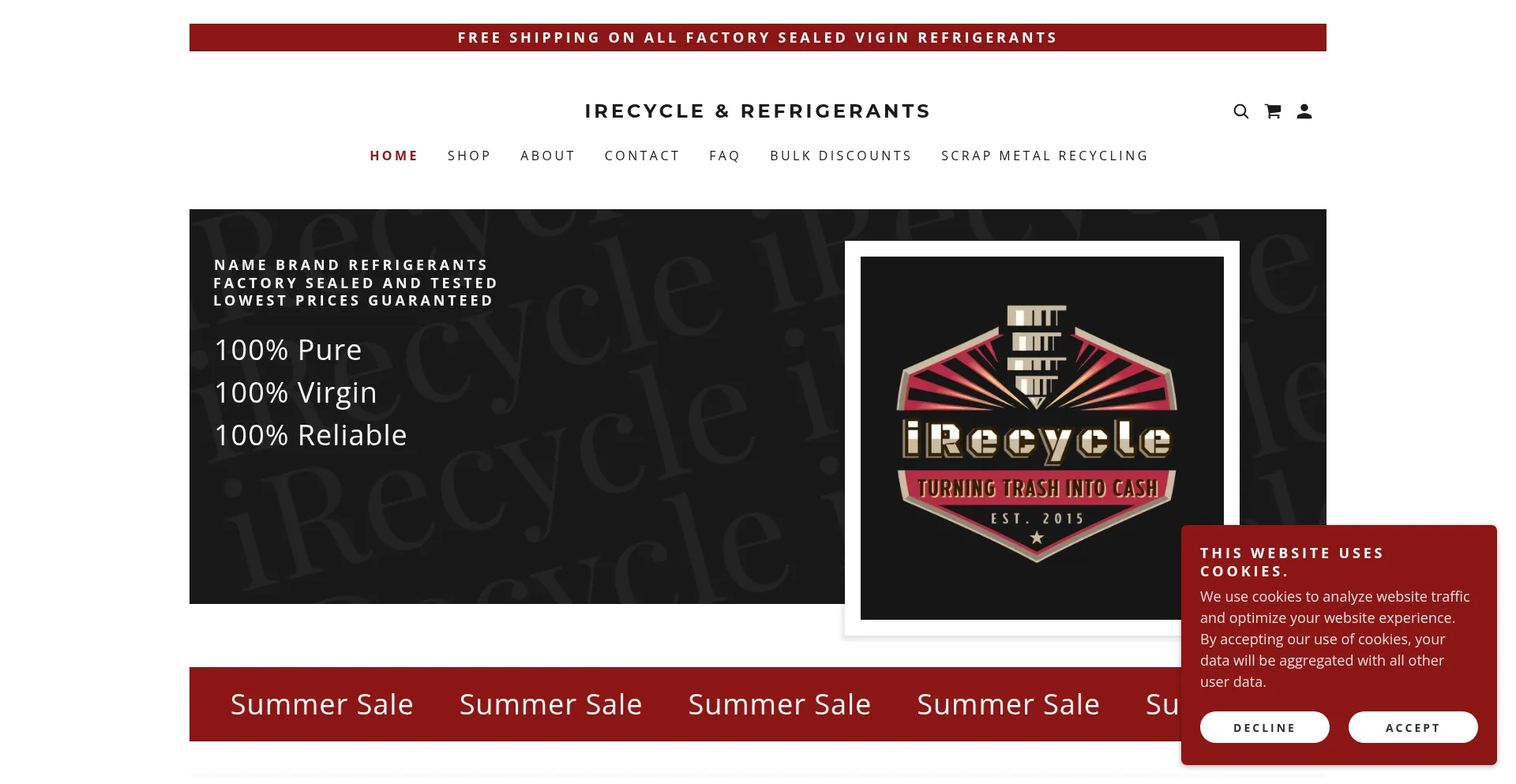 Website screenshot of Irecycleaz.com