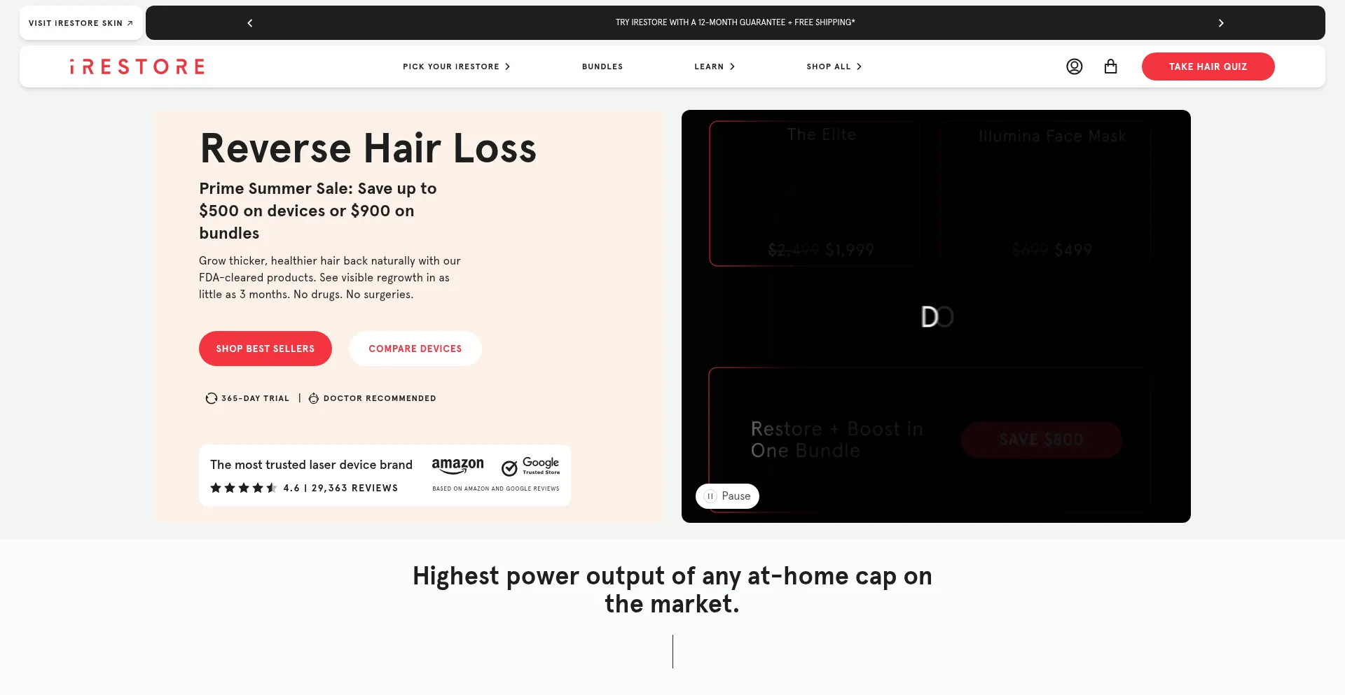 Website screenshot of Irestorelaser.com