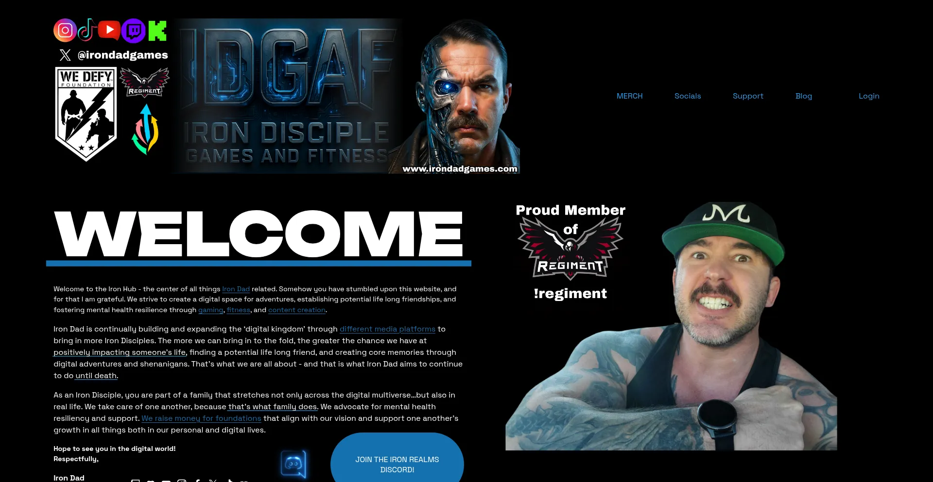 Website screenshot of Irondadgames.com