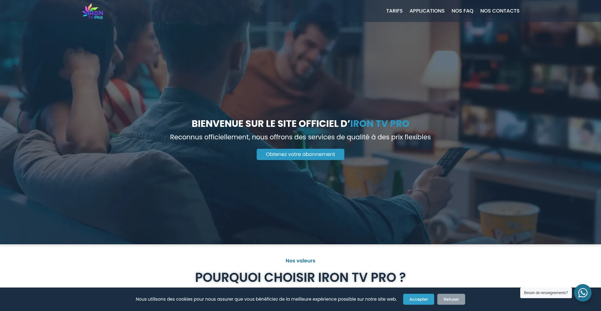 Website screenshot of Ironprotv-officiel.com