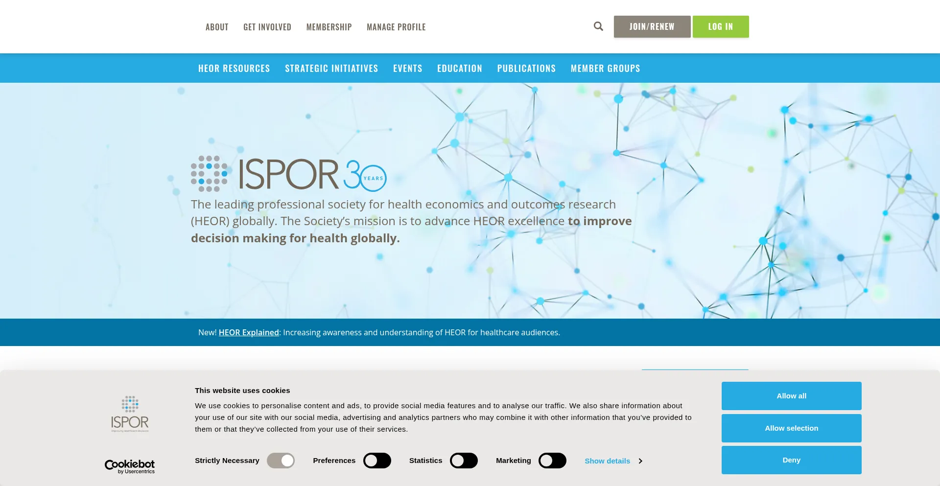 Website screenshot of Ispor.org