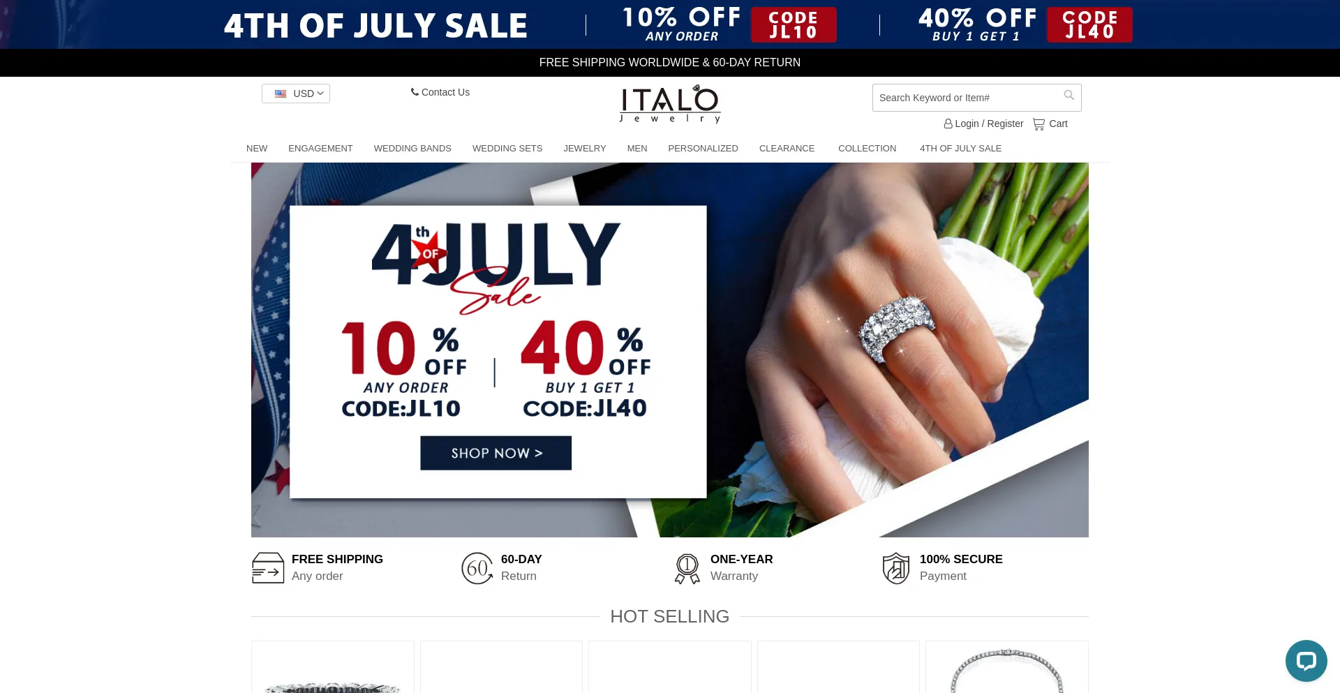Website screenshot of Italojewelry.com