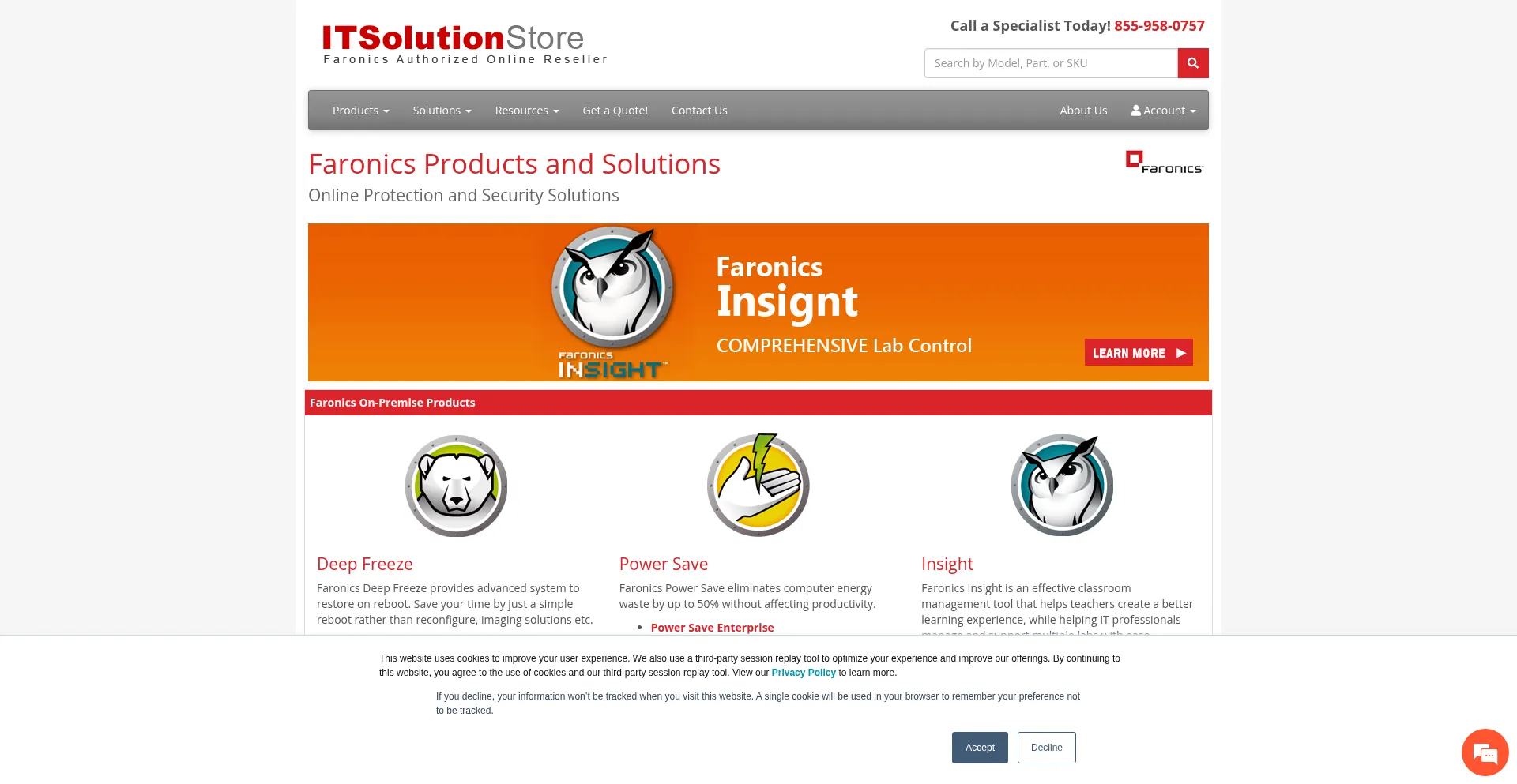 Website screenshot of Itsolutionstore.com