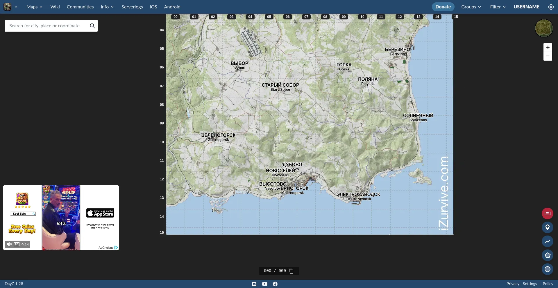 Website screenshot of Izurvive.com