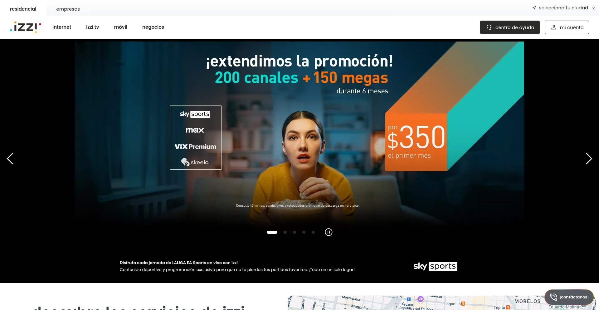 Website screenshot of Izzi.mx