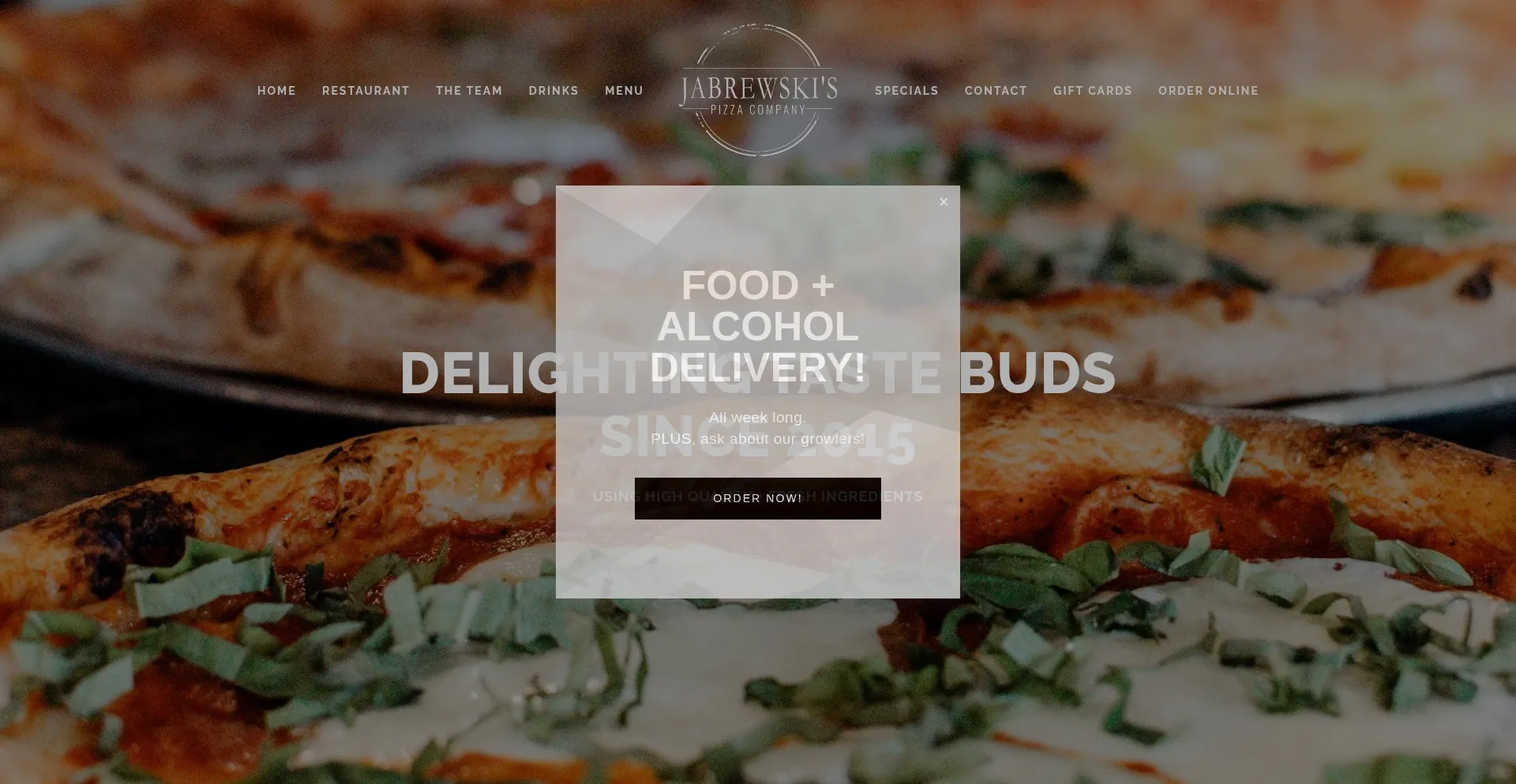 Website screenshot of Jabrewskispizzaco.com
