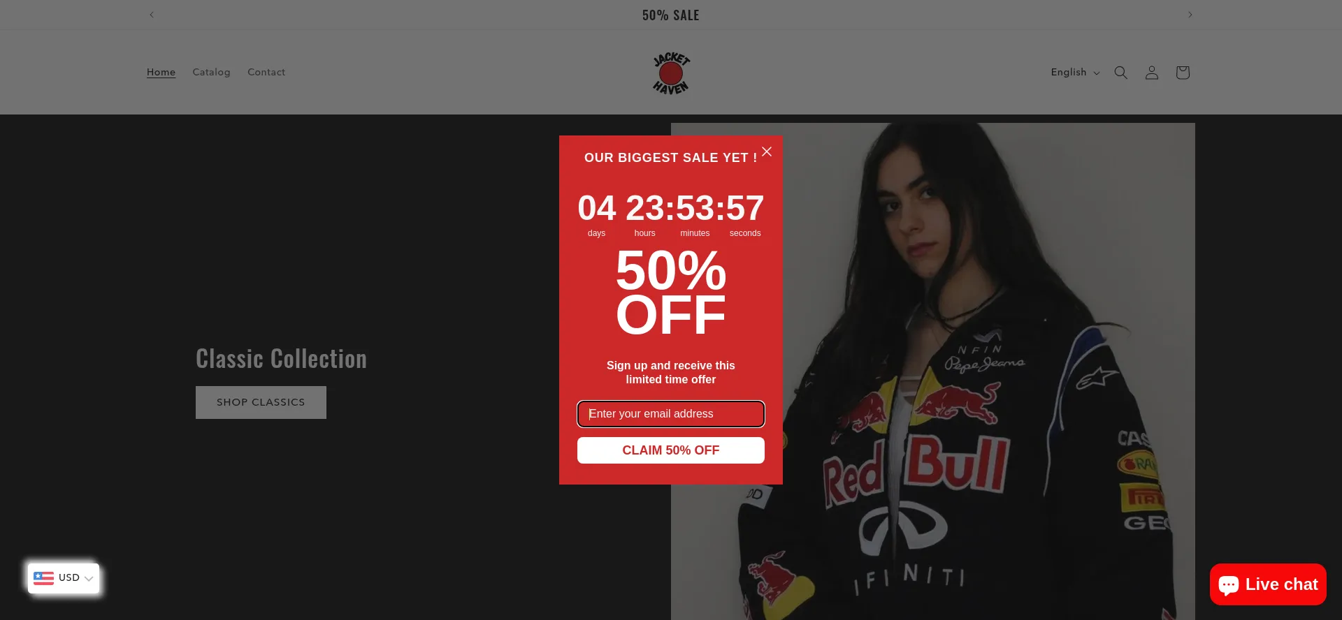 Website screenshot of Jackethaven.com