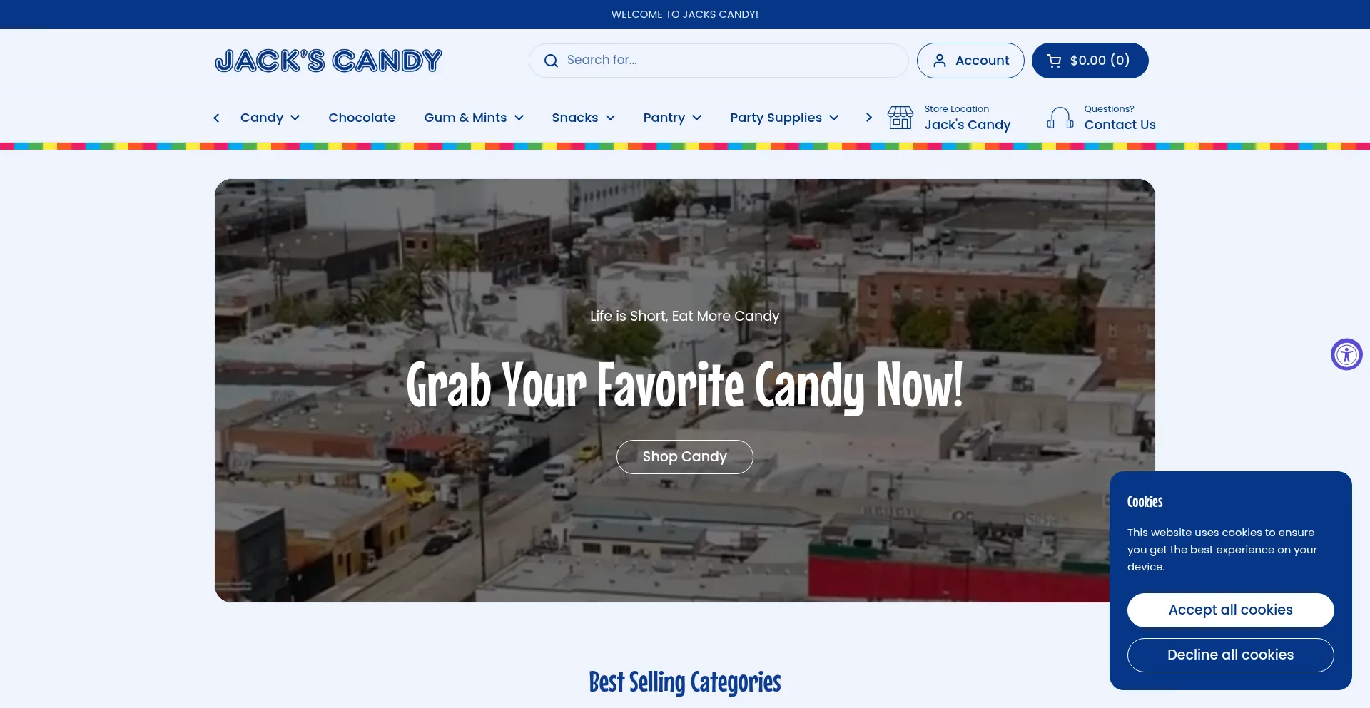 Website screenshot of Jackscandy.com
