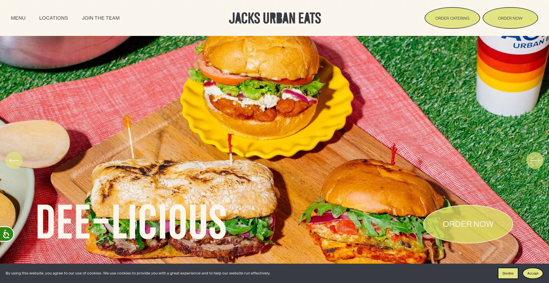 Website screenshot of Jacksurbaneats.com