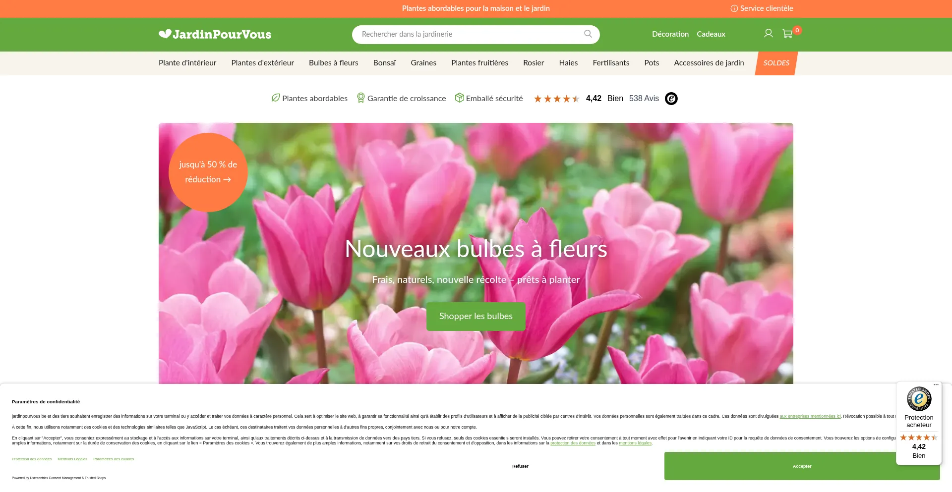 Website screenshot of Jardinpourvous.be