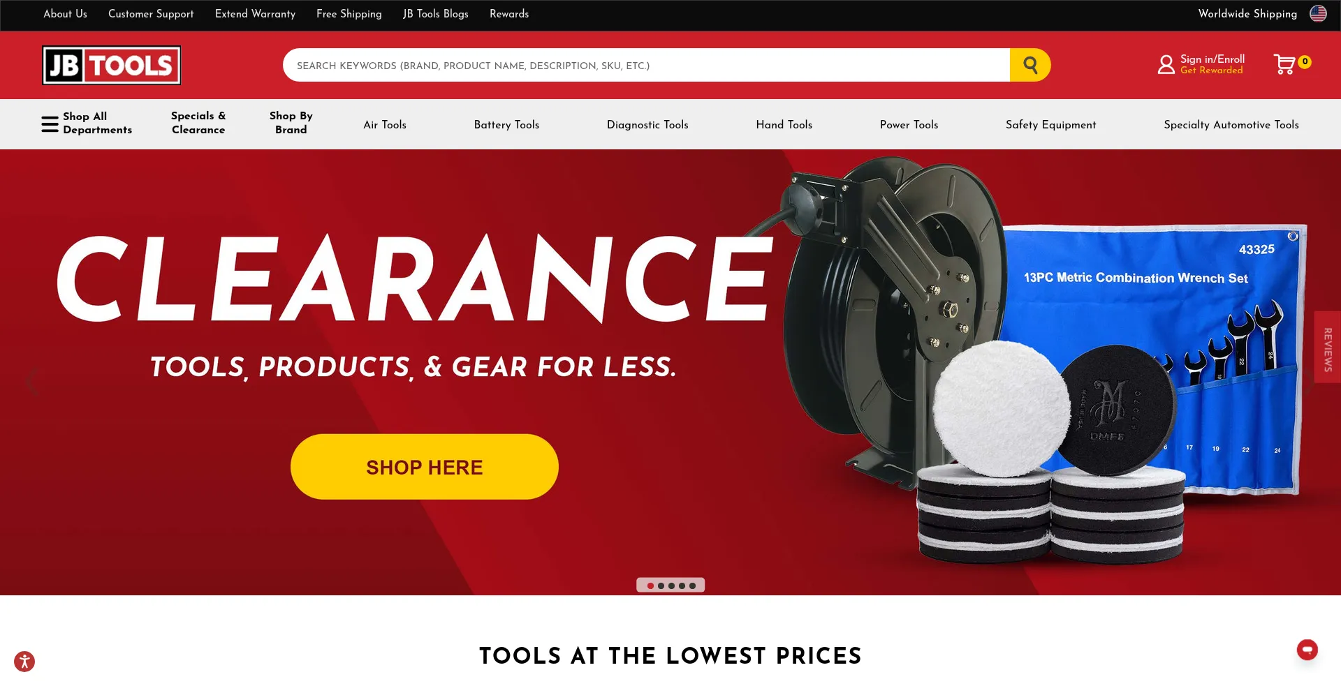 Website screenshot of Jbtools.com