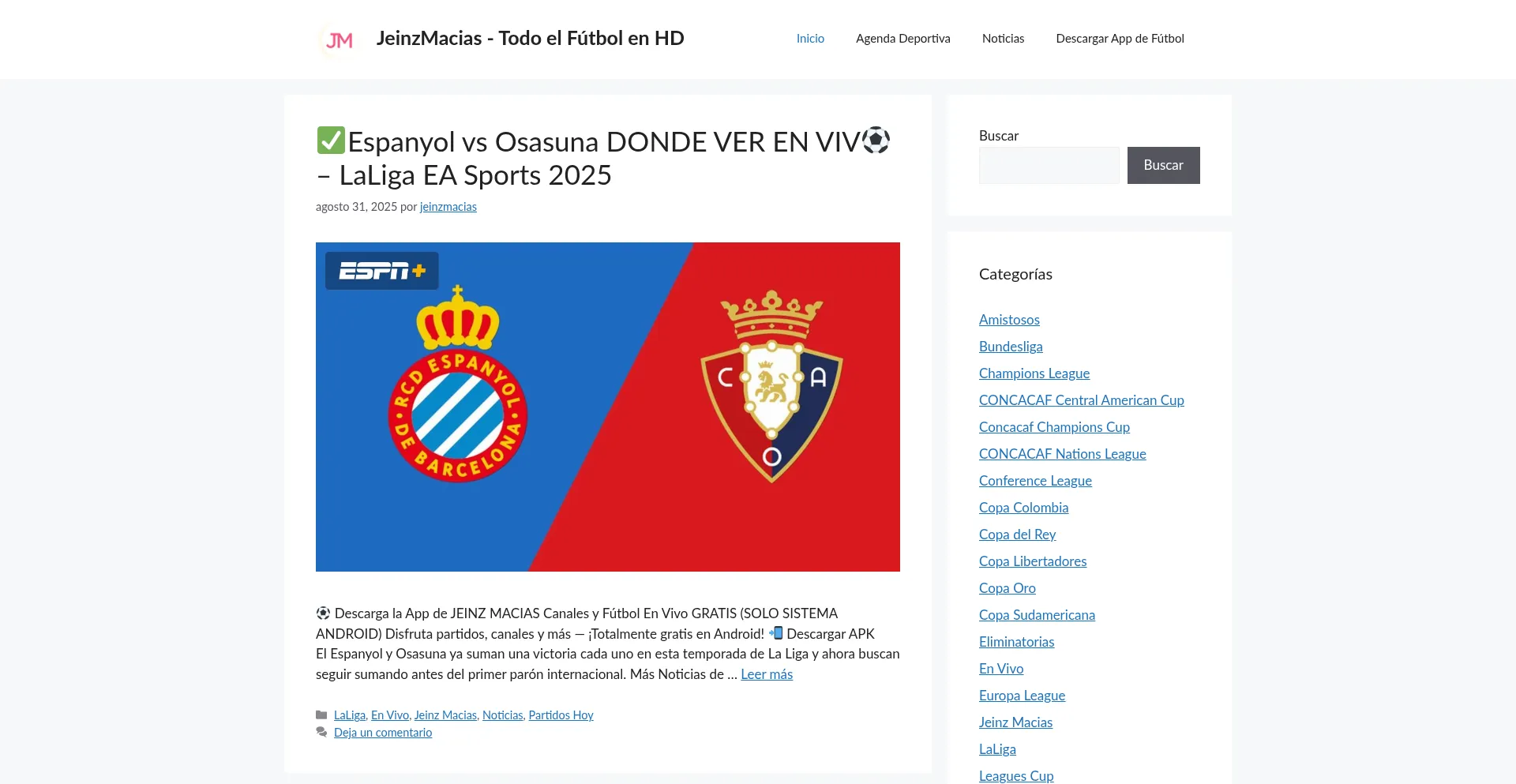 Website screenshot of Jeinzmacias.soccer