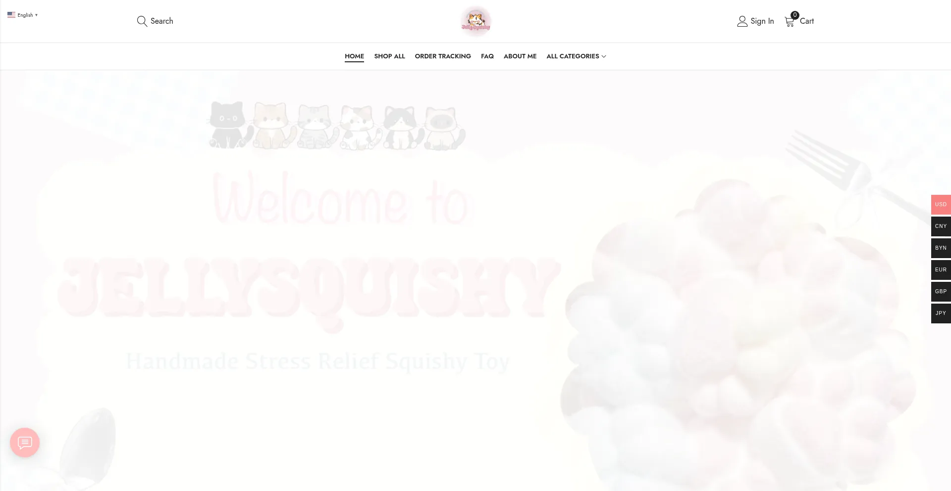 Website screenshot of Jellysquishy.com