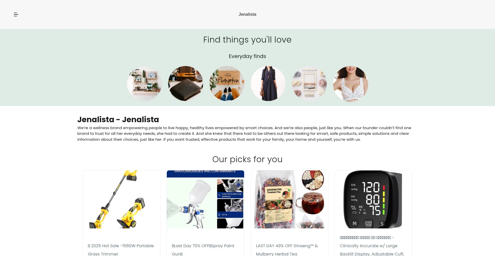 Website screenshot of Jenalista.com
