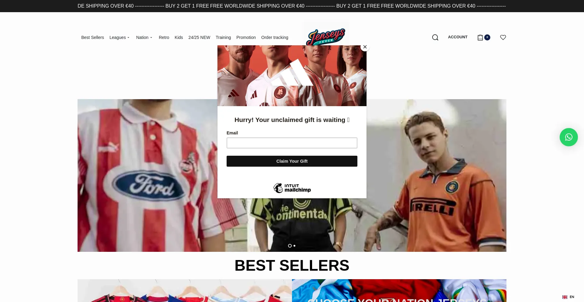 Website screenshot of Jerseysfeverco.com