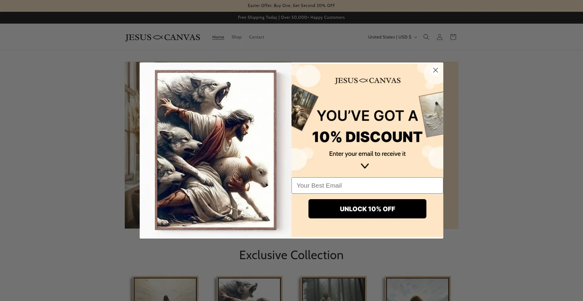 Website screenshot of Jesuscanvas.co