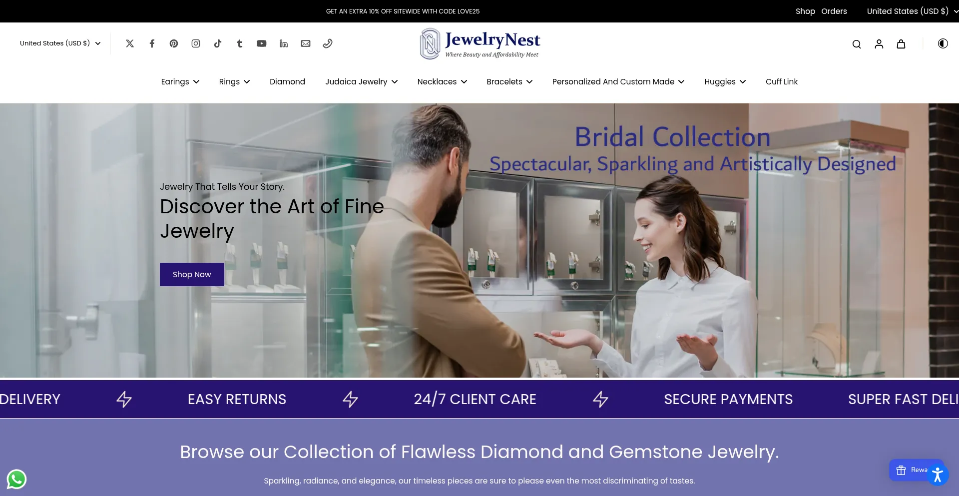 Website screenshot of Jewelrynest.com