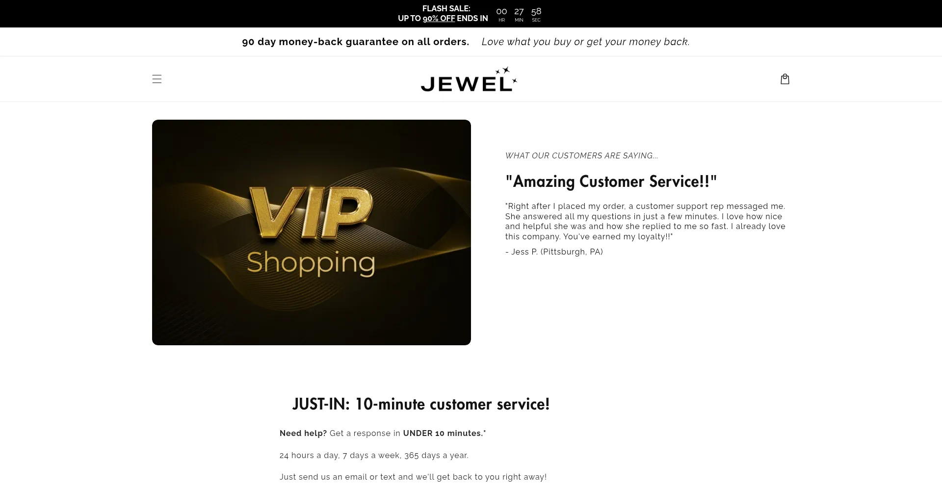 Website screenshot of Jewelshoppingco.com