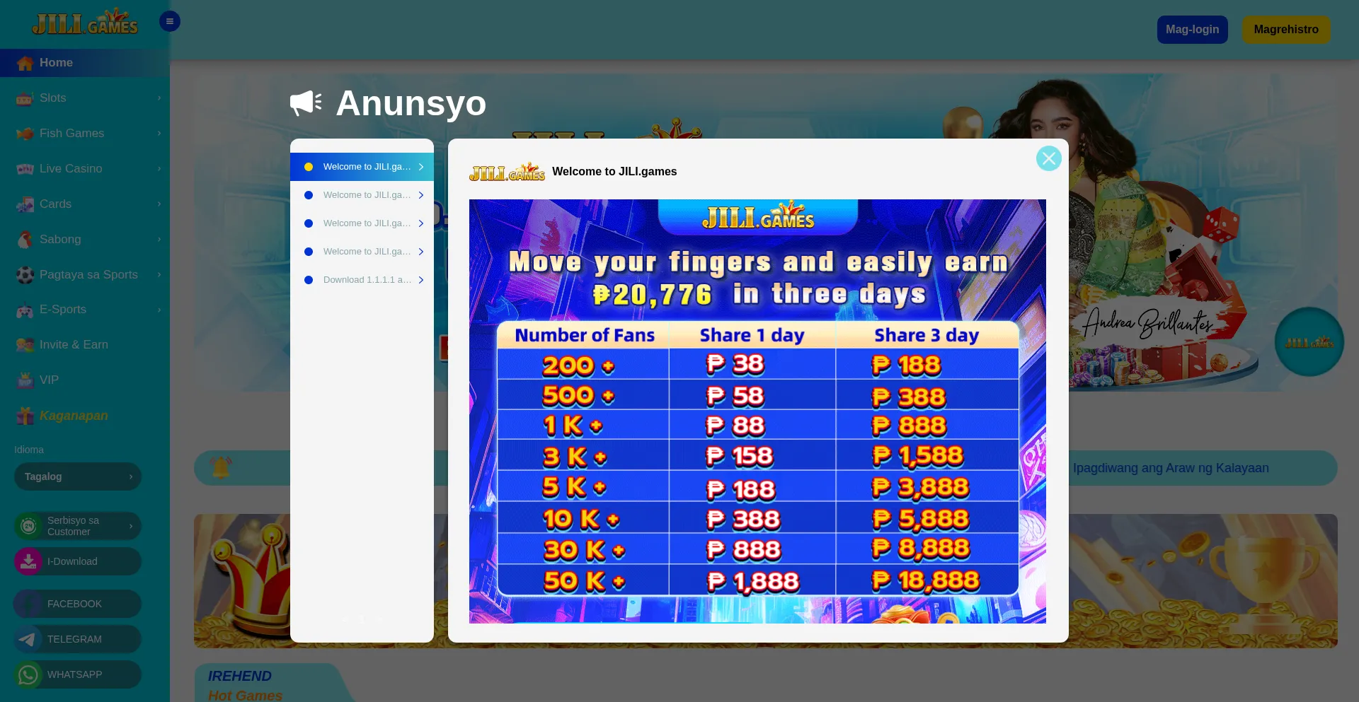 Website screenshot of Jili00.games