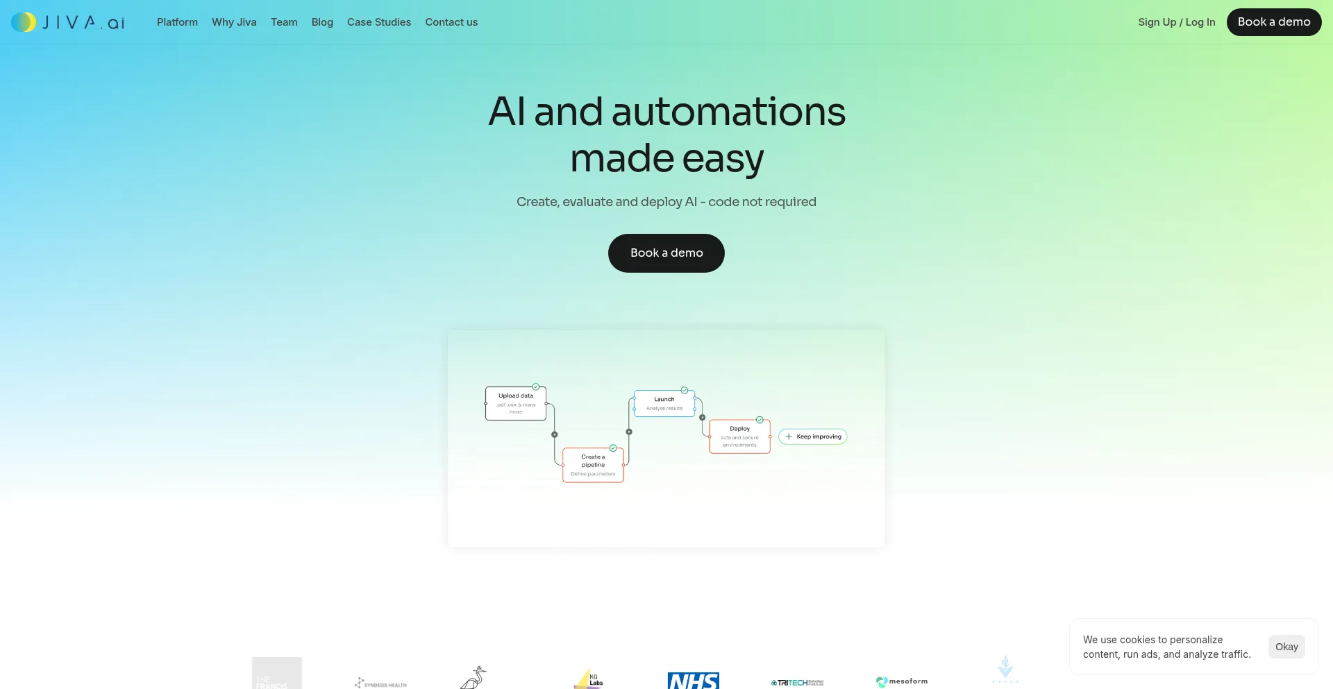 Website screenshot of Jiva.ai