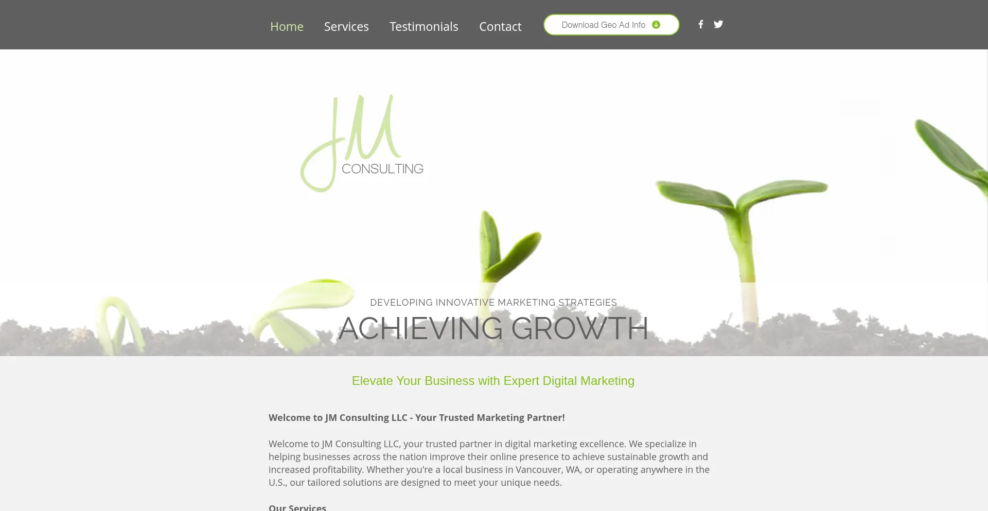 Website screenshot of Jmconsulting-llc.com