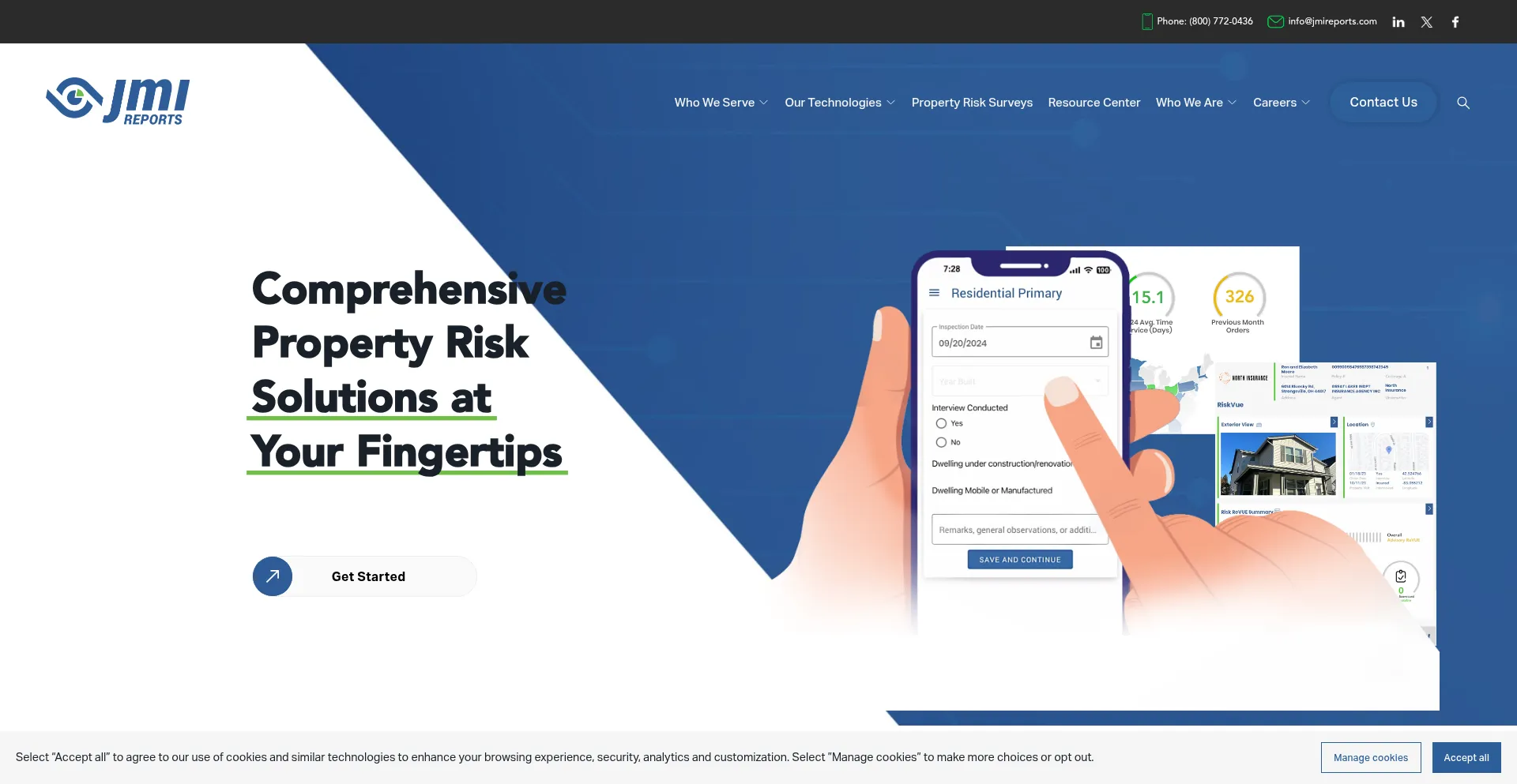 Website screenshot of Jmireports.com