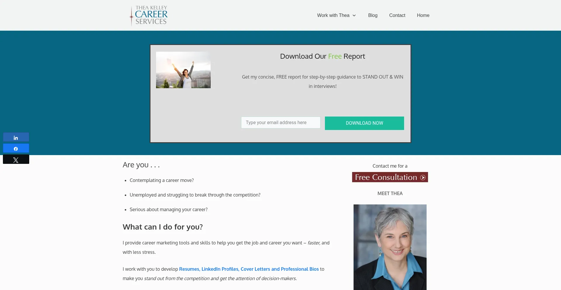 Website screenshot of Jobsearchandinterviewcoach.com