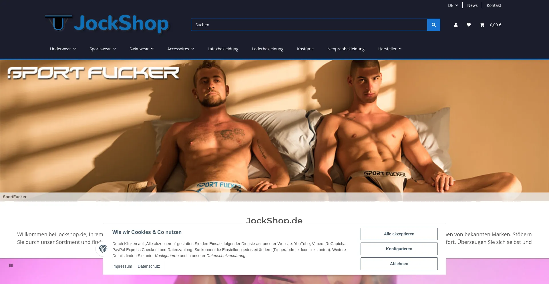 Website screenshot of Jockshop.de