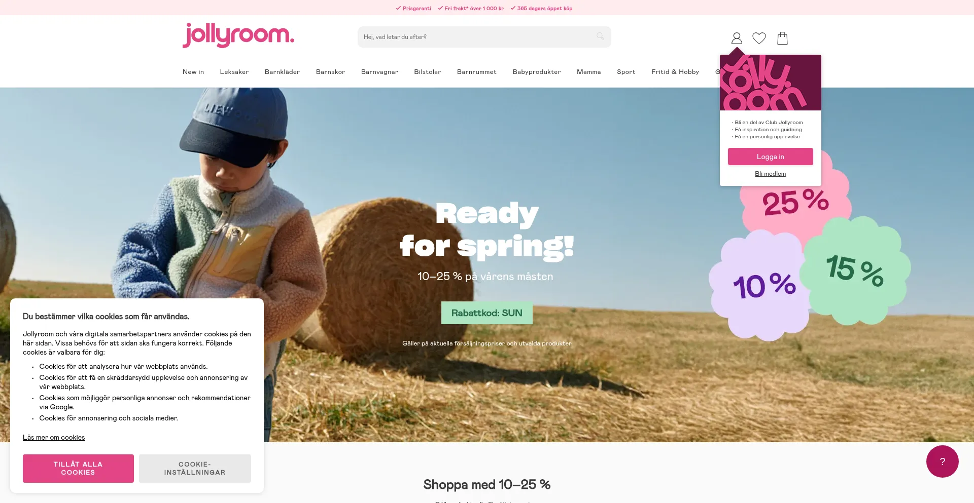 Website screenshot of Jollyroom.se