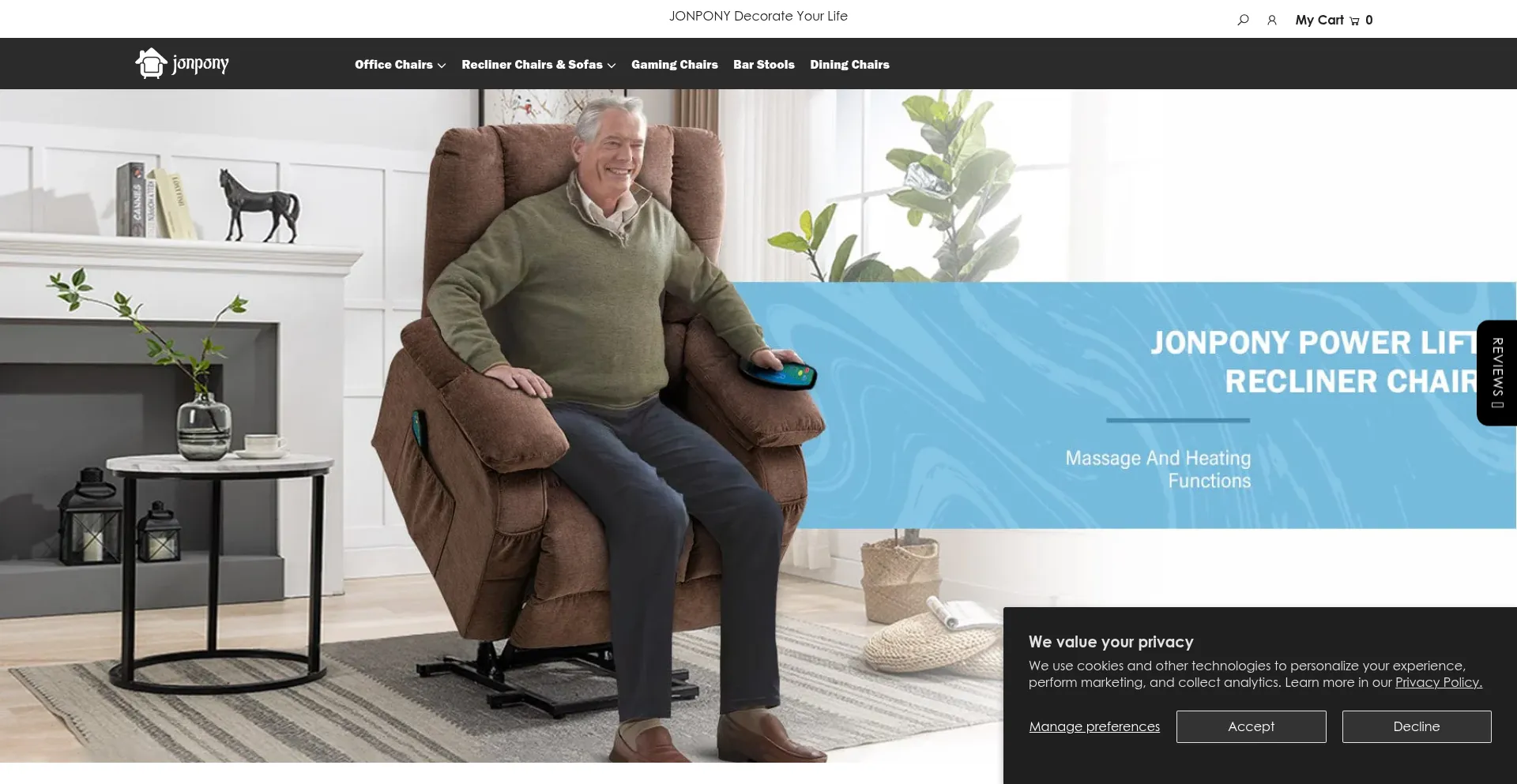 Website screenshot of Jonpony-chair.com