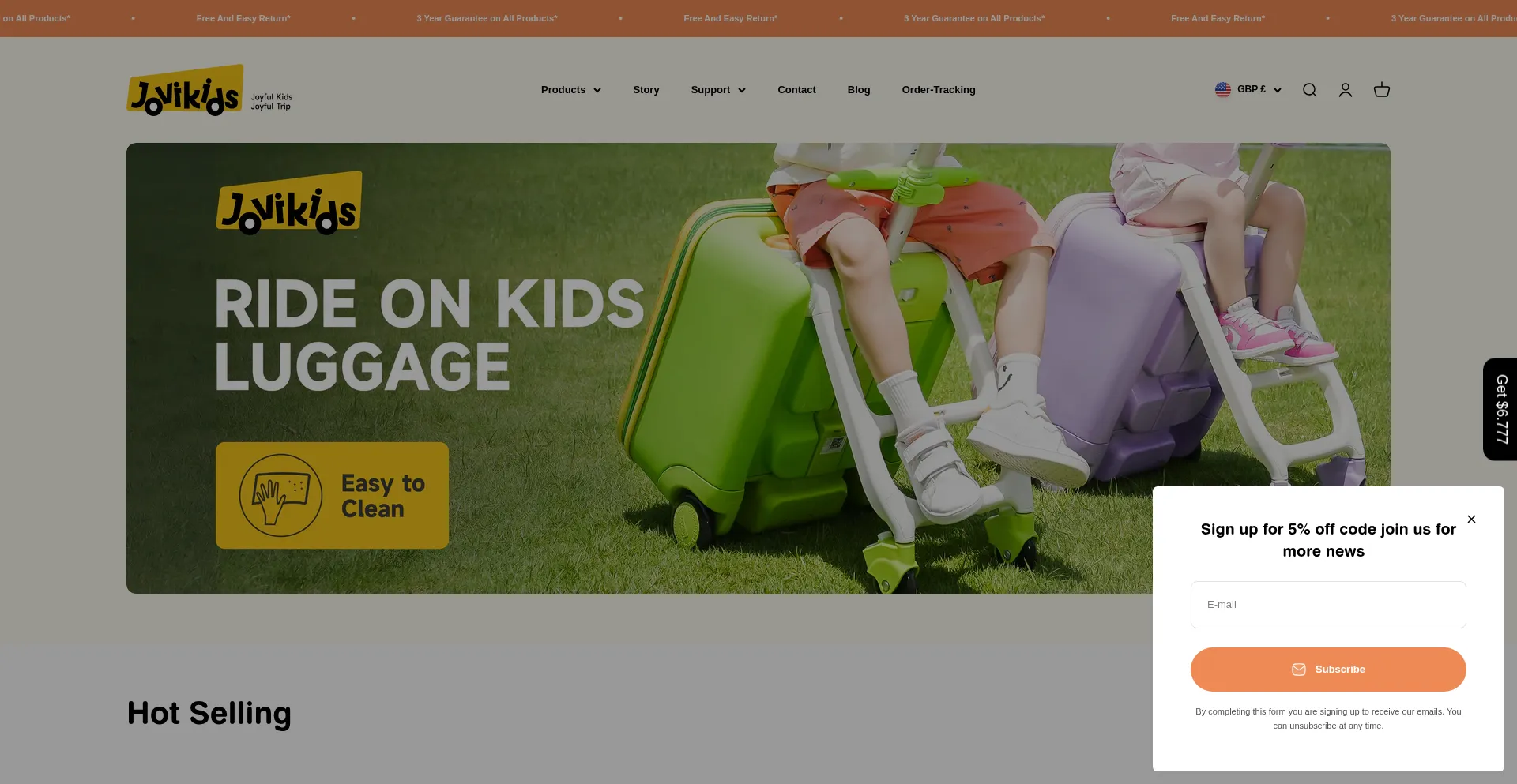 Website screenshot of Jovikids.com