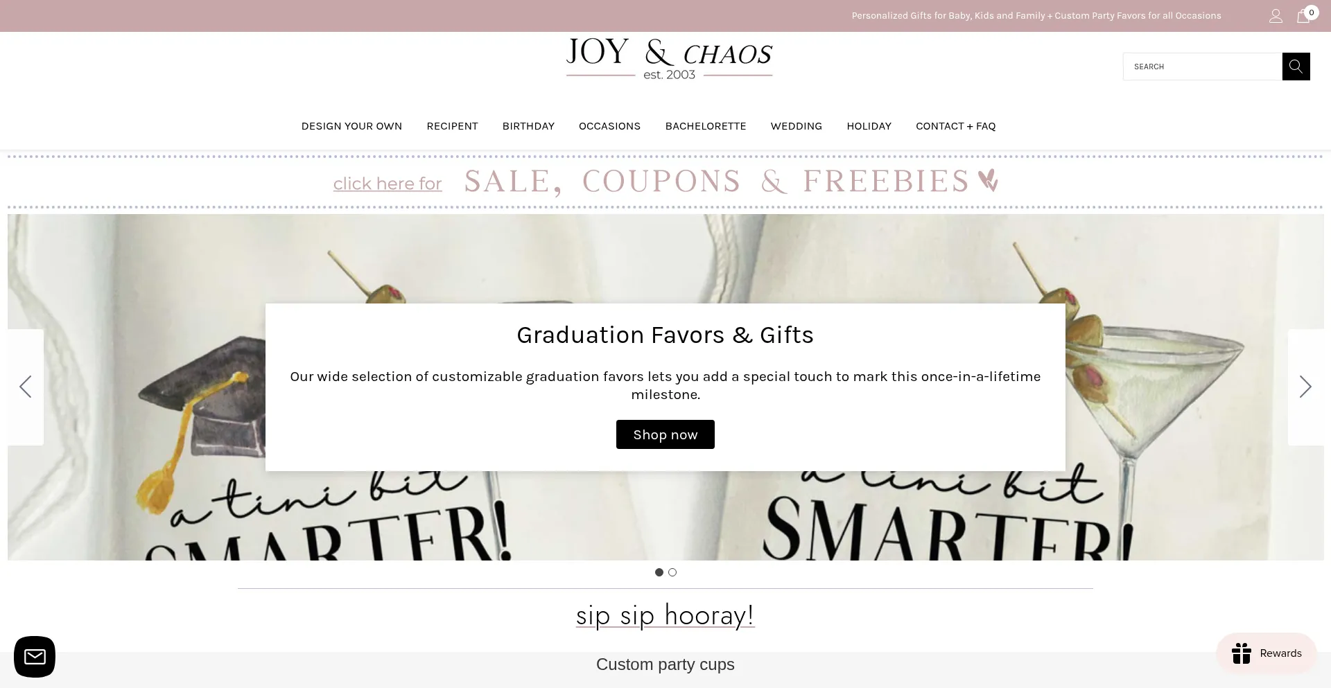 Website screenshot of Joyandchaosshop.com