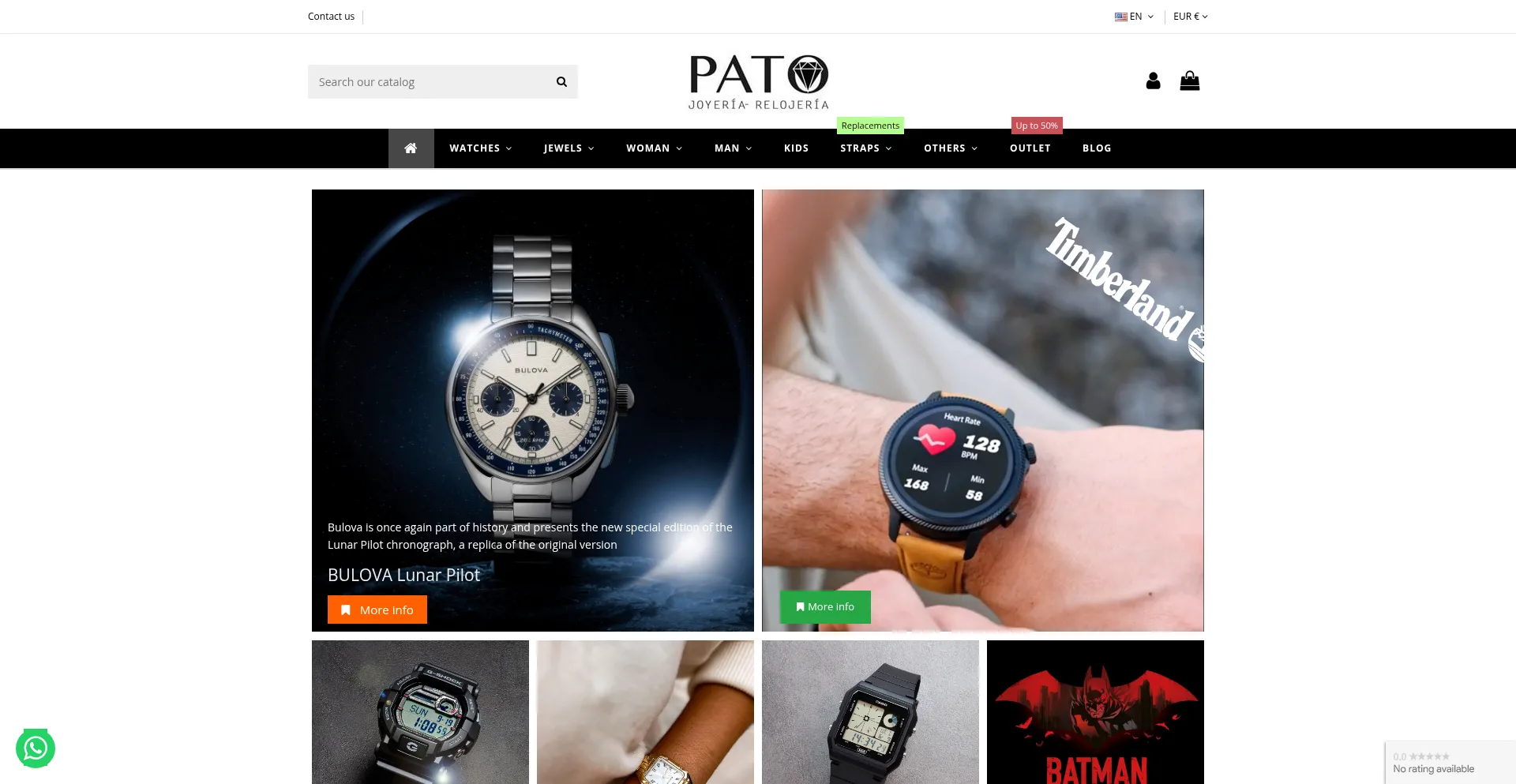 Website screenshot of Joyeriapato.com