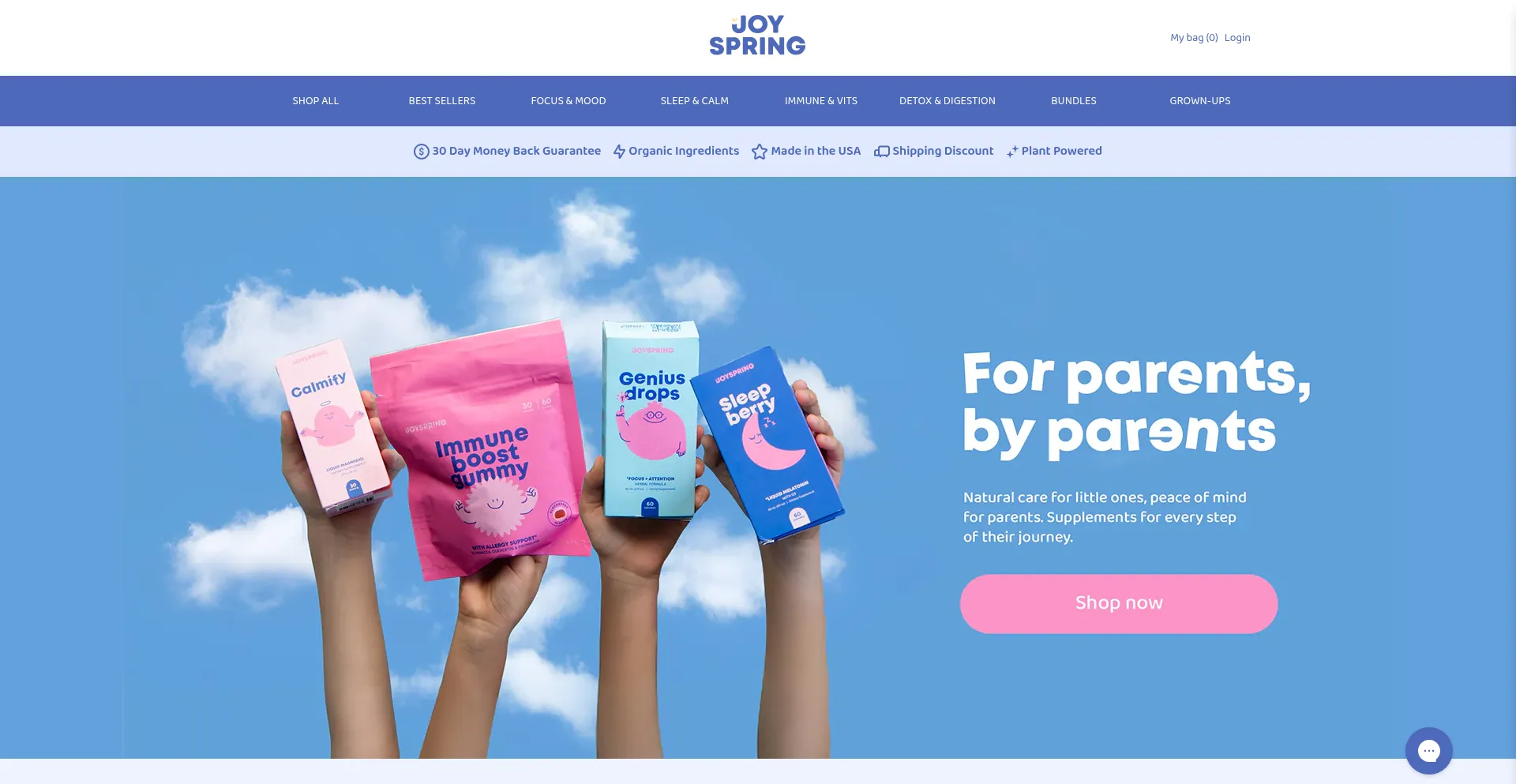 Website screenshot of Joyspringvitamins.com