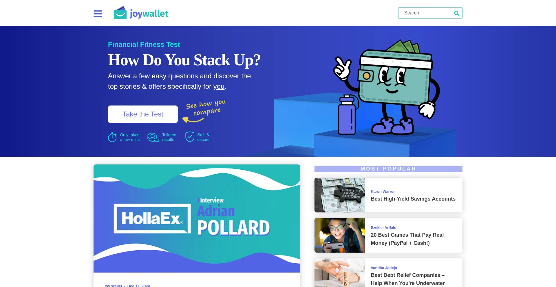 Website screenshot of Joywallet.com