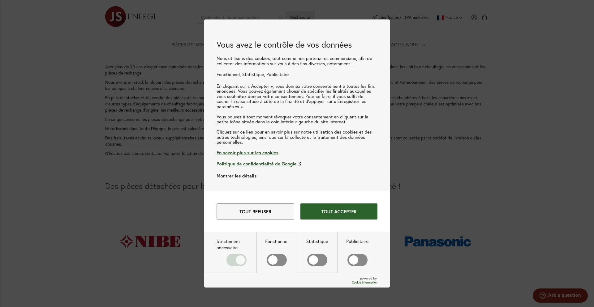 Website screenshot of Jsenergi.fr
