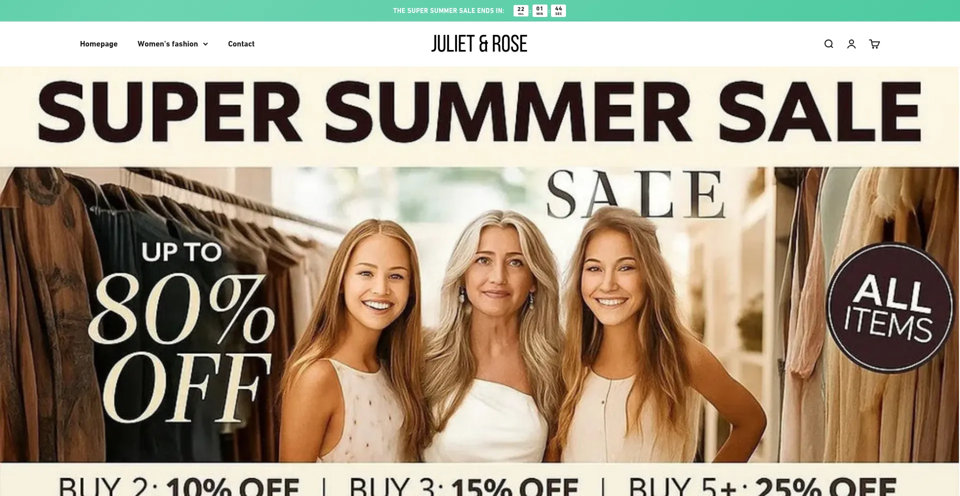 Website screenshot of Julietandrose.com