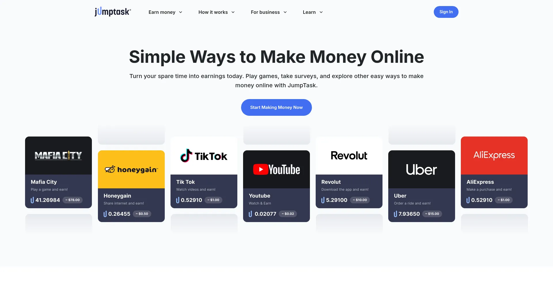 Website screenshot of Jumptask.io